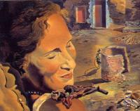 Dali, Salvador - Portrait of Gala with Two Lamb Chops Balanced on Her Shoulder